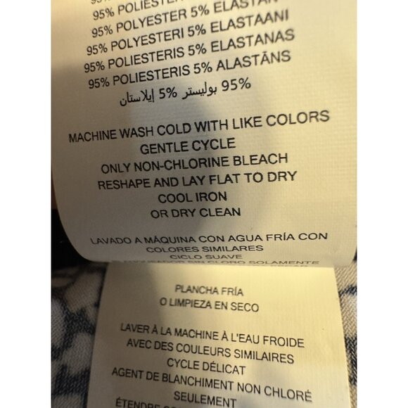 Michael Kors Shift Dress 2X Navy Blue Ivory White Short Sleeve Washable NEW - Picture 9 of 11